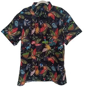 Island Crew Golf Polo Men 2XL Navy Blue Tropical Hawaiian 4-Way Stretch NEW